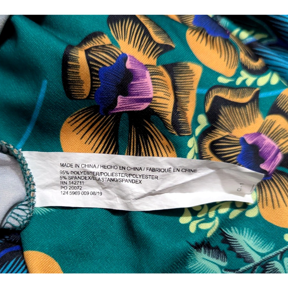 Eloquii sz 20 Faux Wrap Maxi length Dress green floral print slinky ls 1554 - Picture 6 of 6